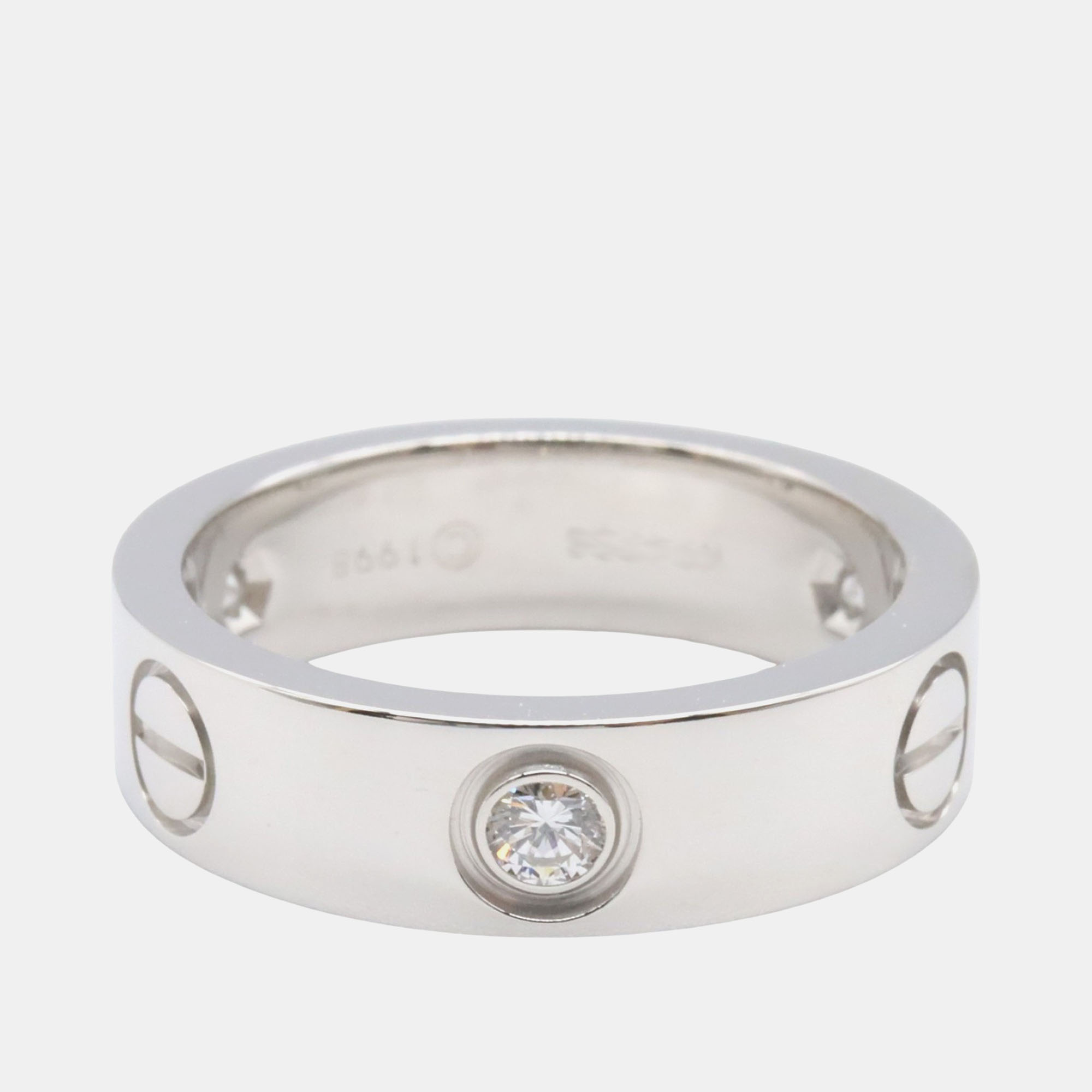 

Cartier Love 18K White Gold and Diamond Band Ring EU 53