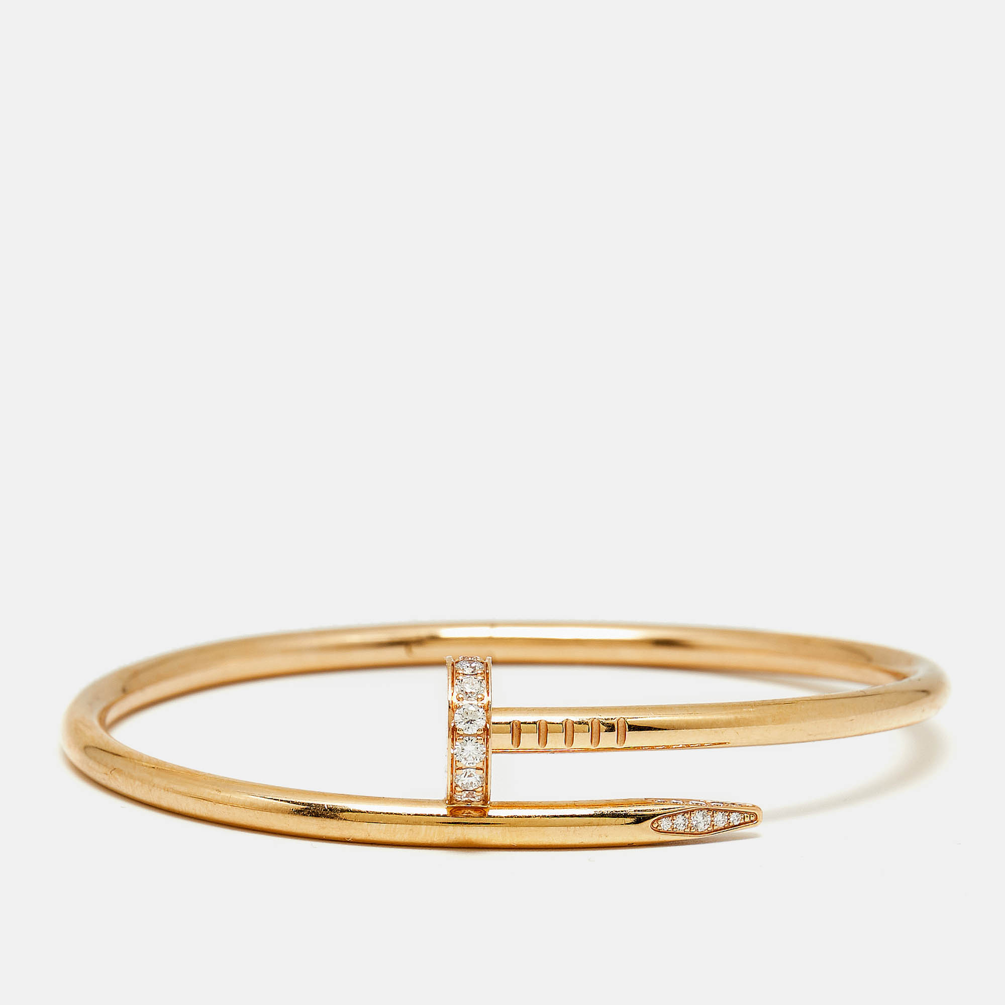 Pre-owned Cartier Juste Un Clou Diamonds 18k Rose Gold Classic Model Bracelet 18