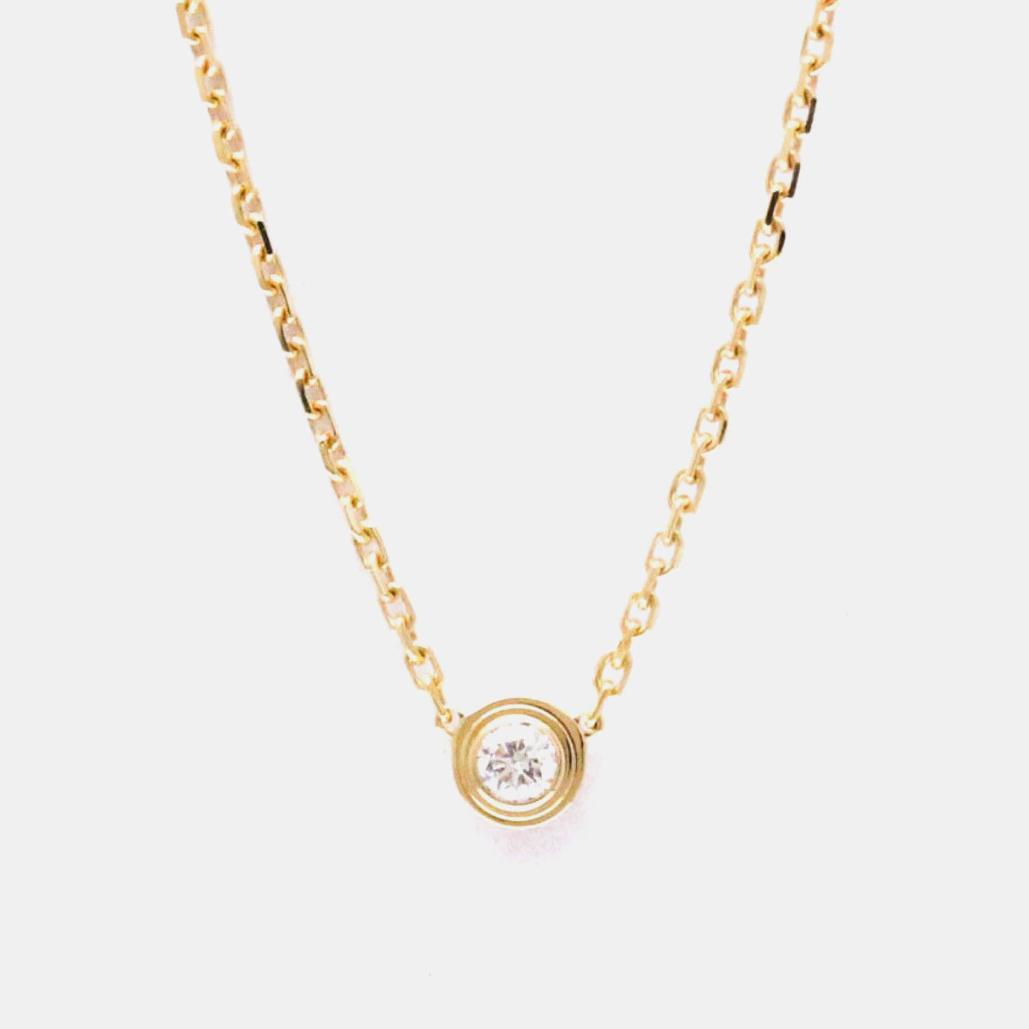 Pre-owned Cartier D'amour 18k Pink Gold Diamond Necklace
