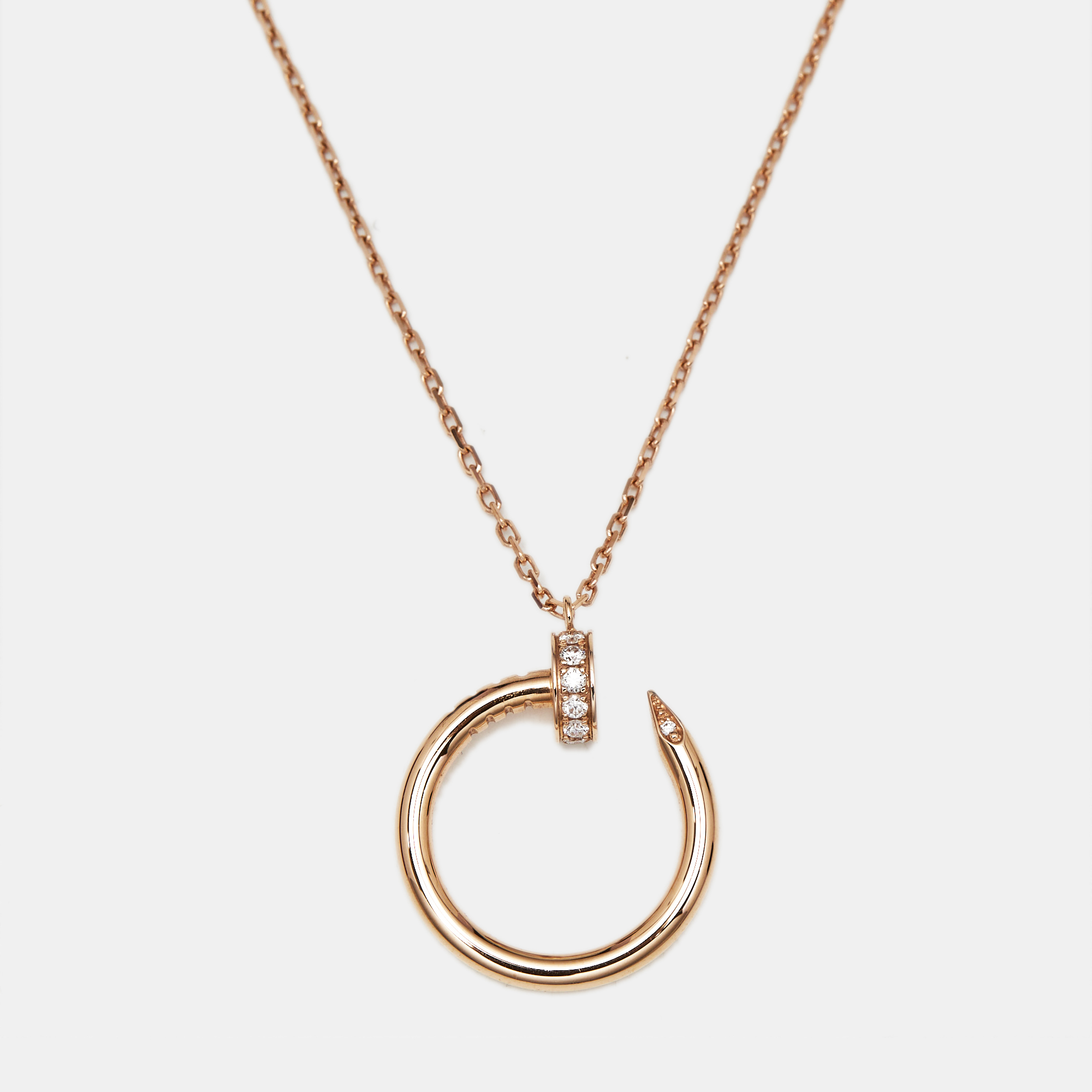Pre-owned Cartier Juste Un Clou Diamond 18k Rose Gold Necklace