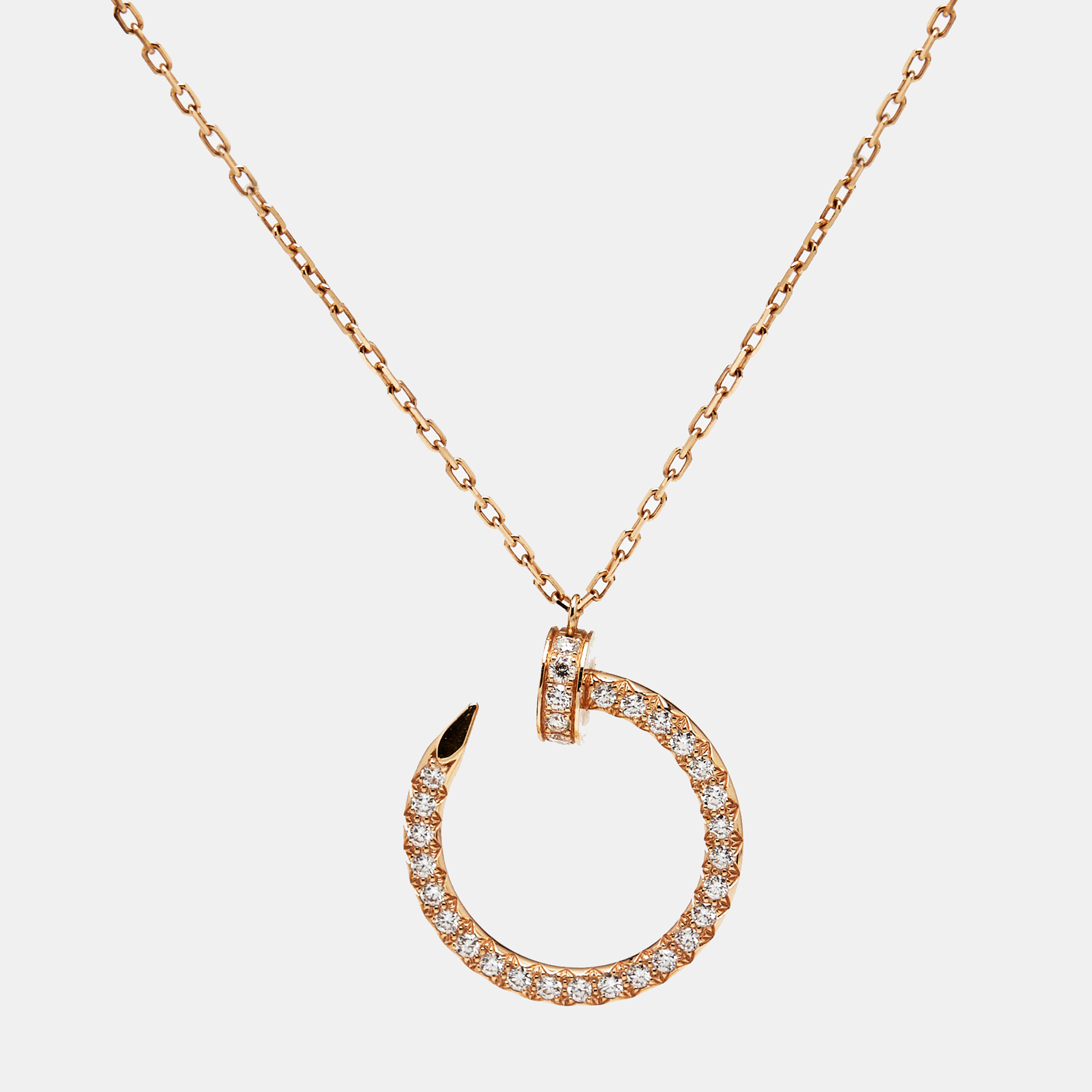 Pre-owned Cartier Juste Un Clou Diamonds 18k Rose Gold Necklace
