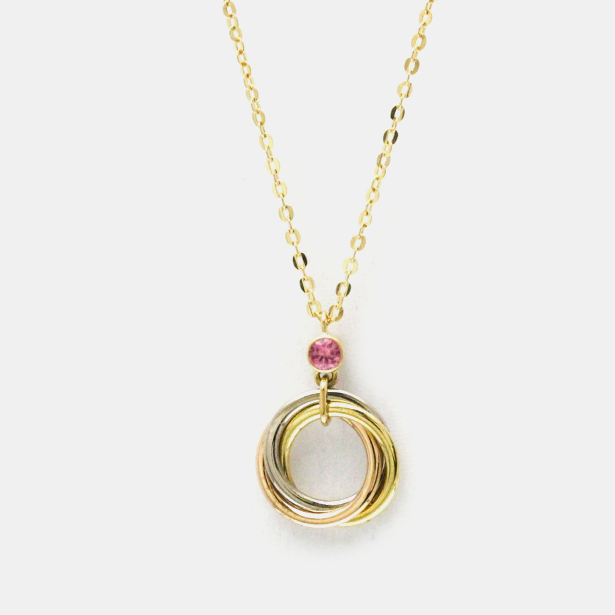 Pre-owned Cartier Trinity 18k Yellow Rose White Gold Pendant Necklace