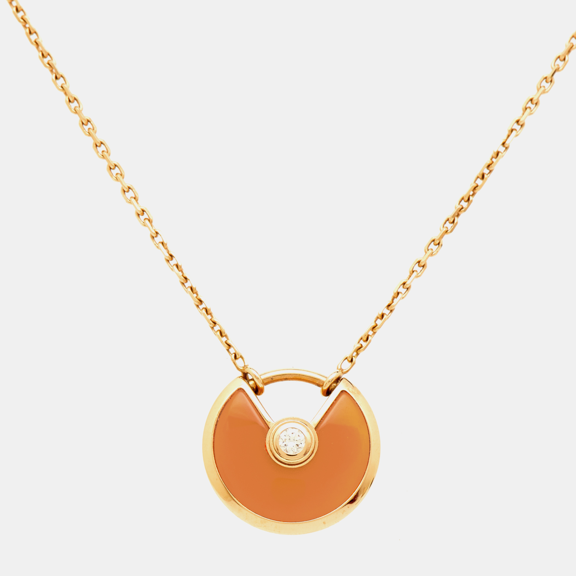 

Cartier Amulette De Cartier Carnelian Diamond 18k Rose Gold  Pendant Necklace