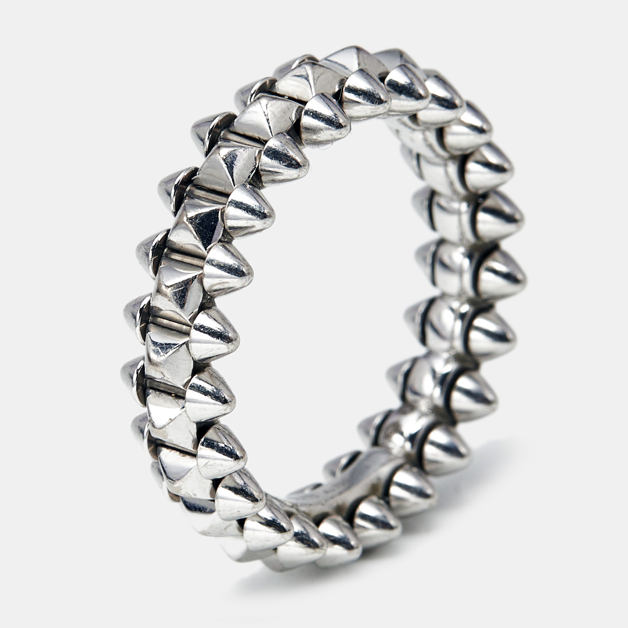 Pre-owned Cartier 18k White Gold Small Model Ring Size 56
