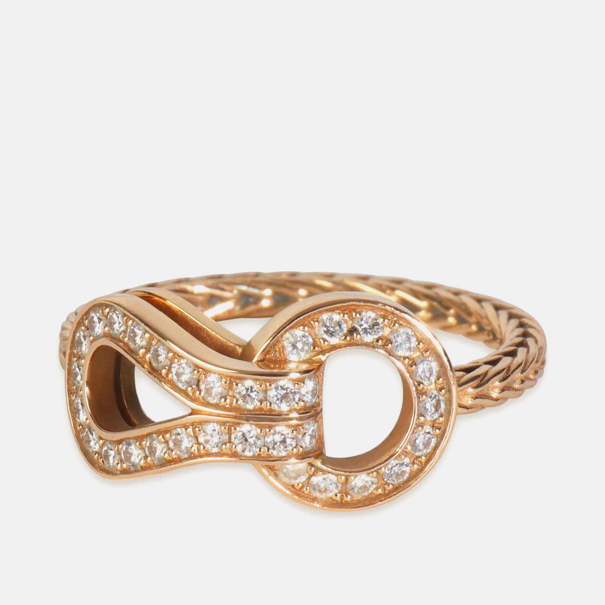 

Cartier Agrafe 18K Rose Gold and Diamond Band Ring EU
