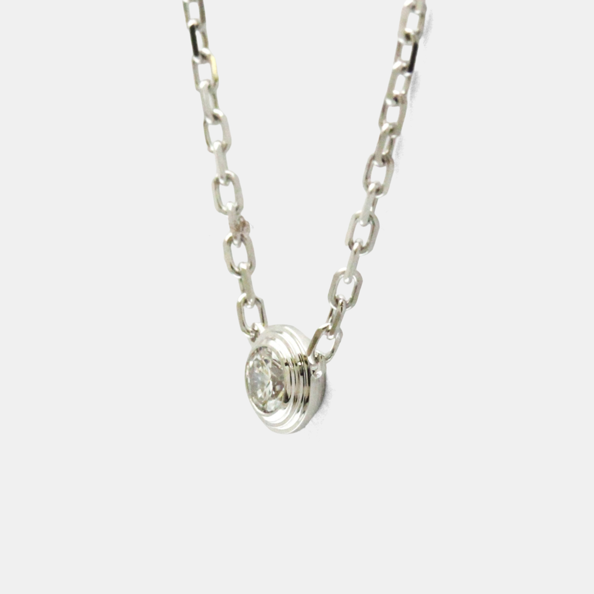 Pre-owned Cartier D'amour 18k White Gold And Diamond Pendant Necklace