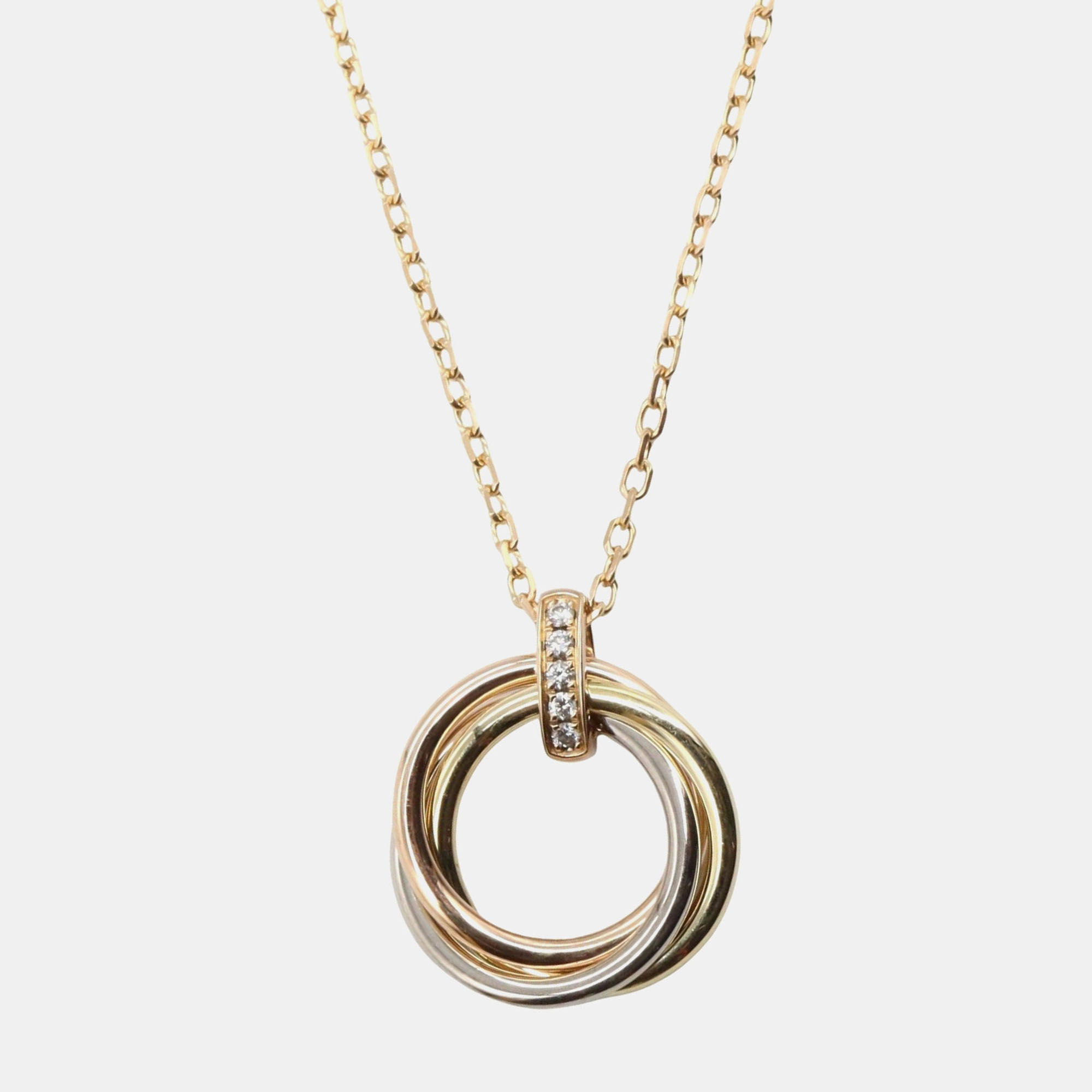 

Cartier Trinity 18K Yellow, Rose, White Gold Diamond Necklace