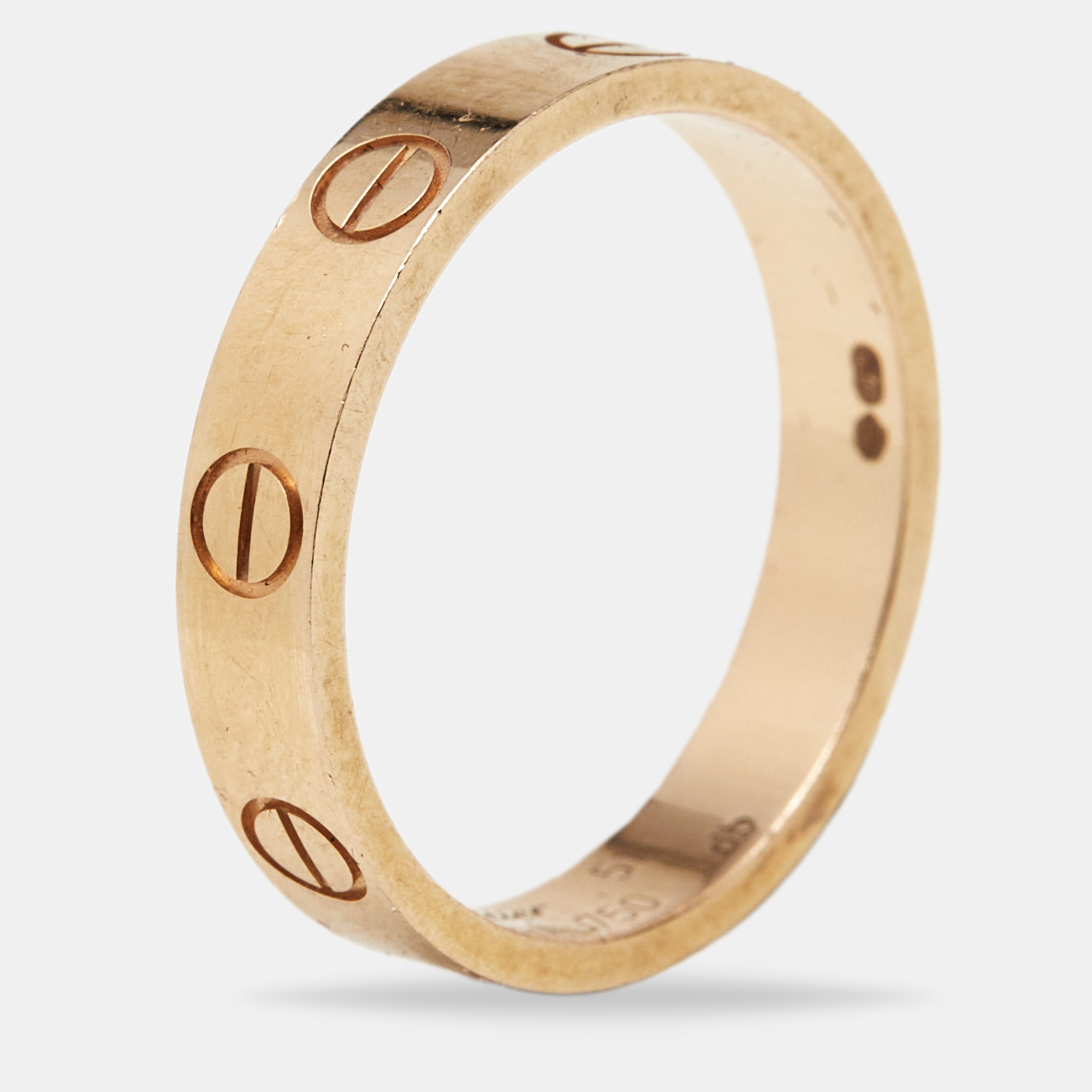 Pre-owned Cartier Love 18k Rose Gold Small Model Ring Size 51