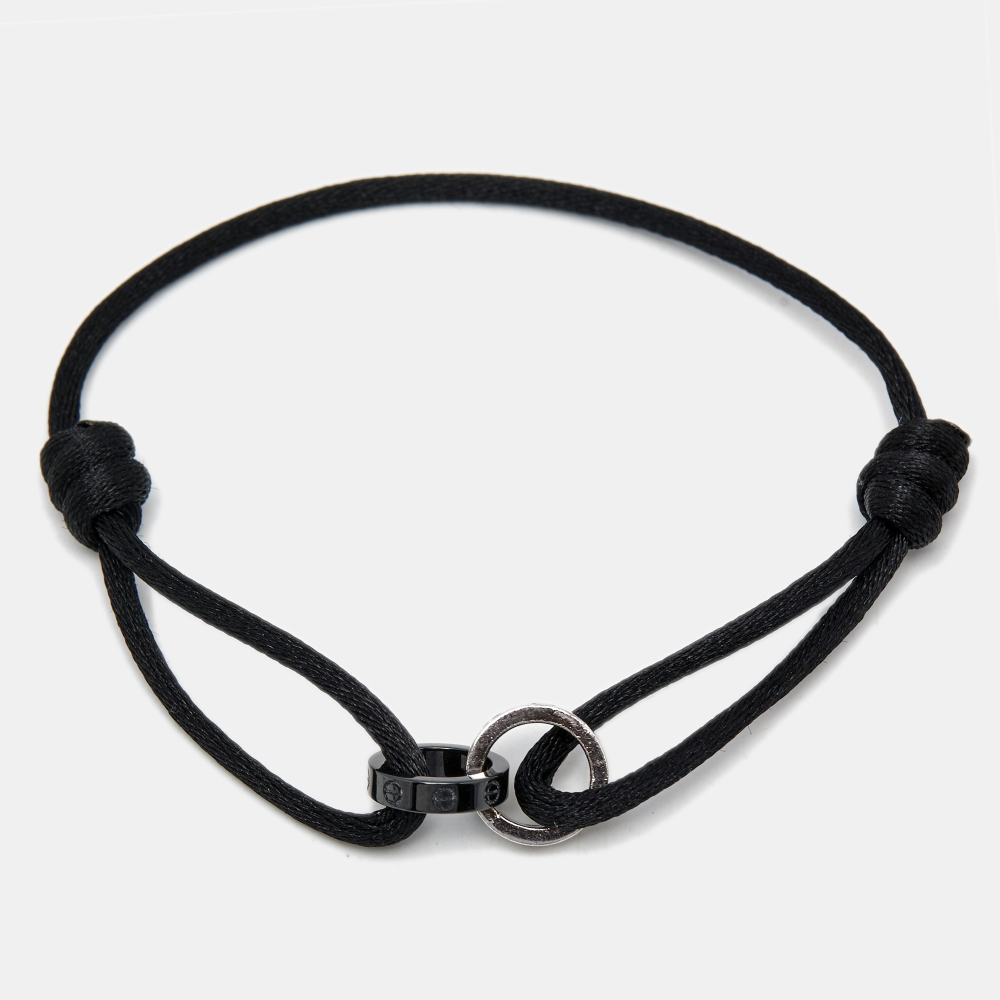 

Cartier Love Interlocking Loops Ceramic Diamond 18k White Gold Cord Bracelet