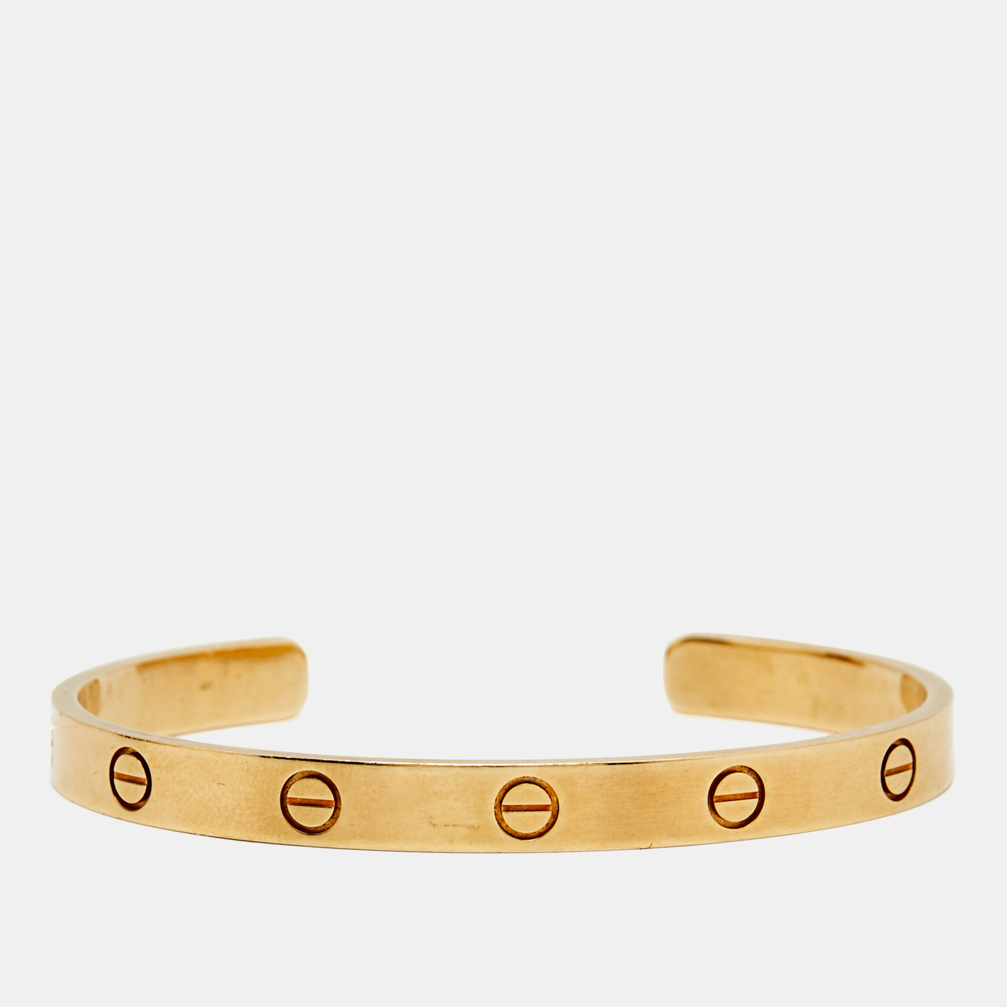 Click to view more detailed imagery on our partner's website Pre-owned Cartier Love 18k Yellow Gold Open Cuff Bracelet 18