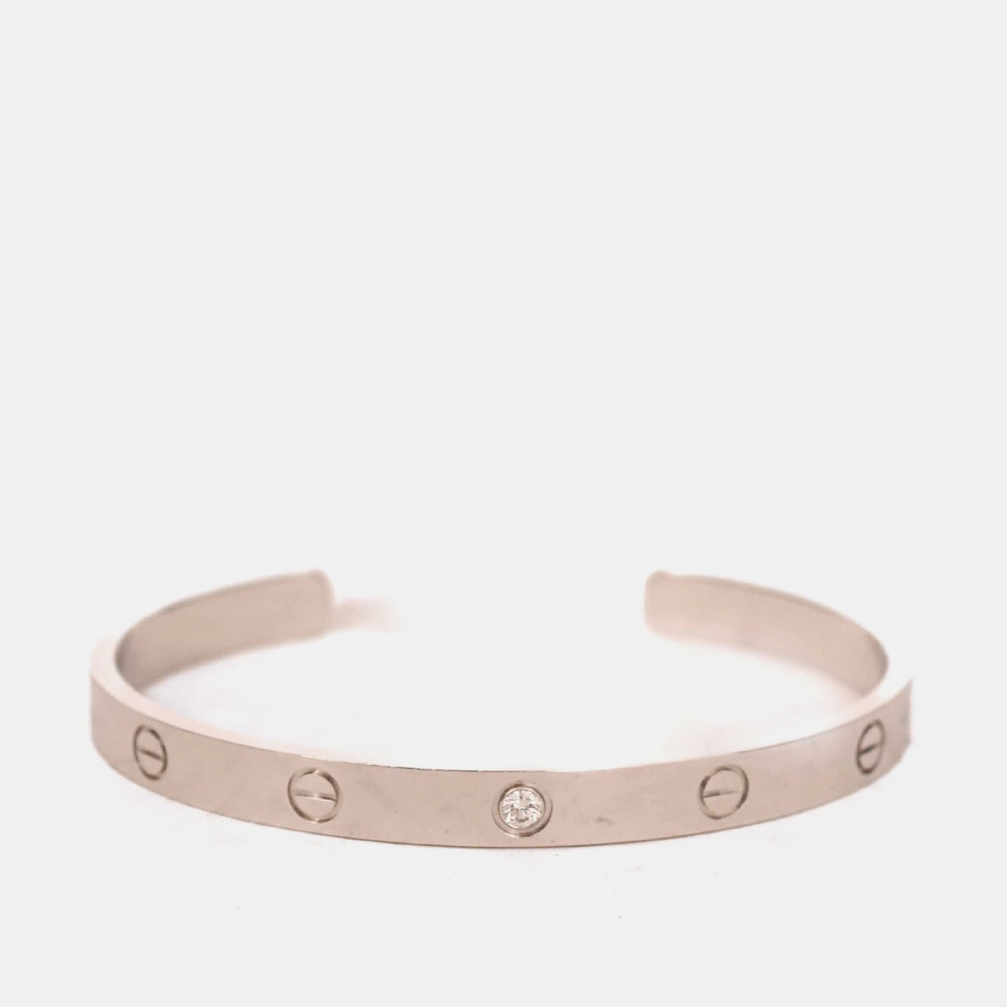 

Cartier 18K White Gold Diamond Set Love Cuff Bangle Size