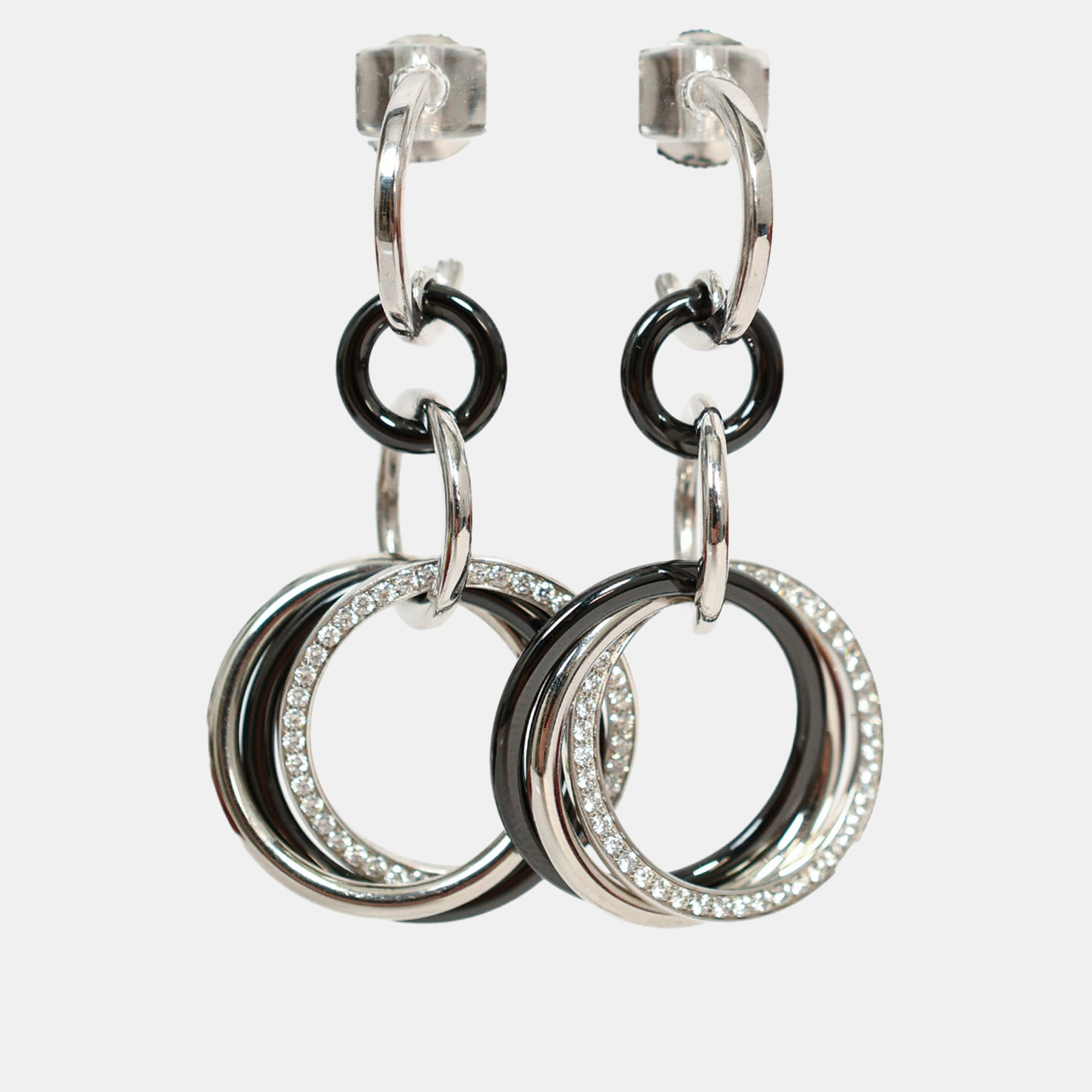 

Cartier 18K White Gold/Black Ceramic Diamond Trinity Earrings
