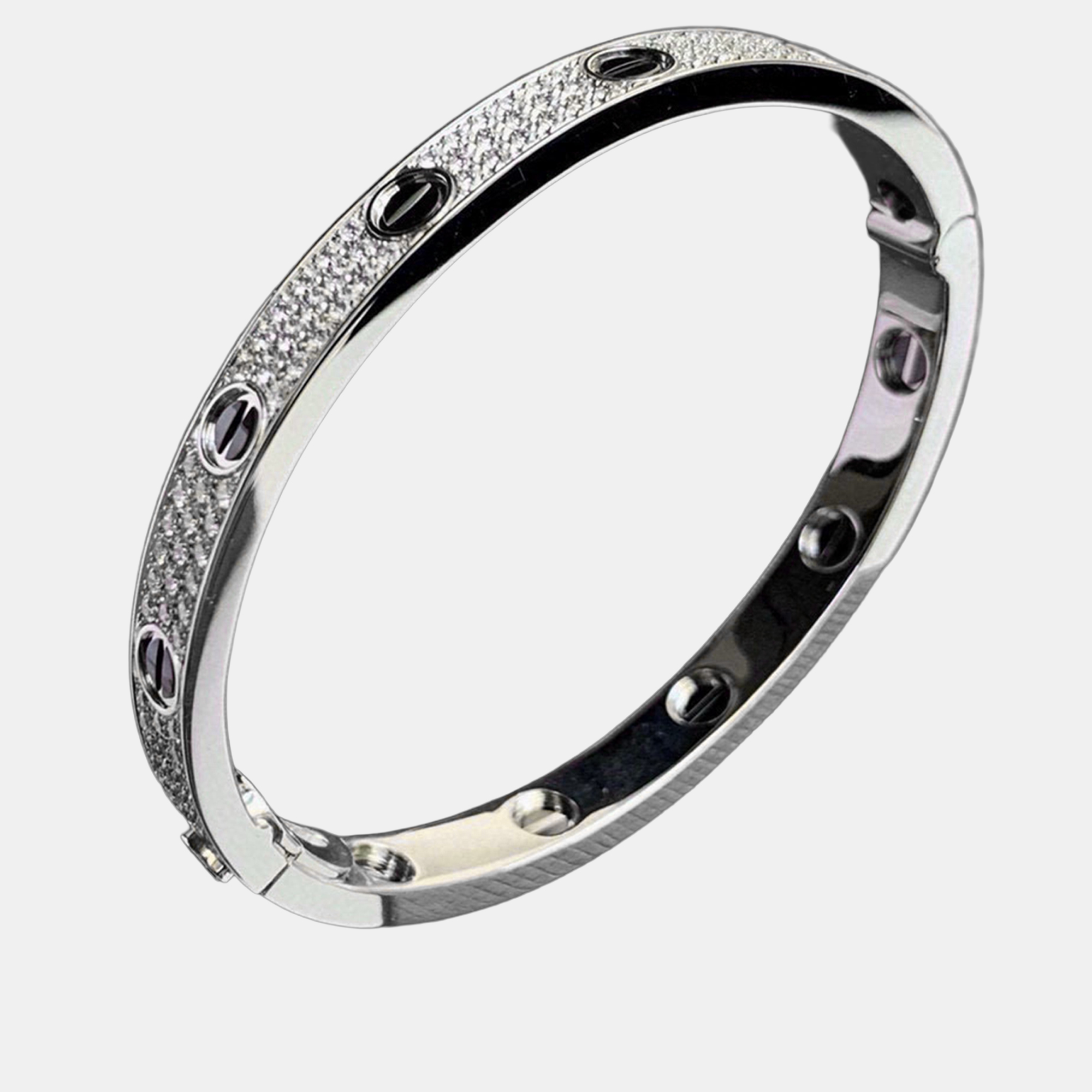

Cartier Love Bracelet White Gold Full Diamond Black Ceramic Size