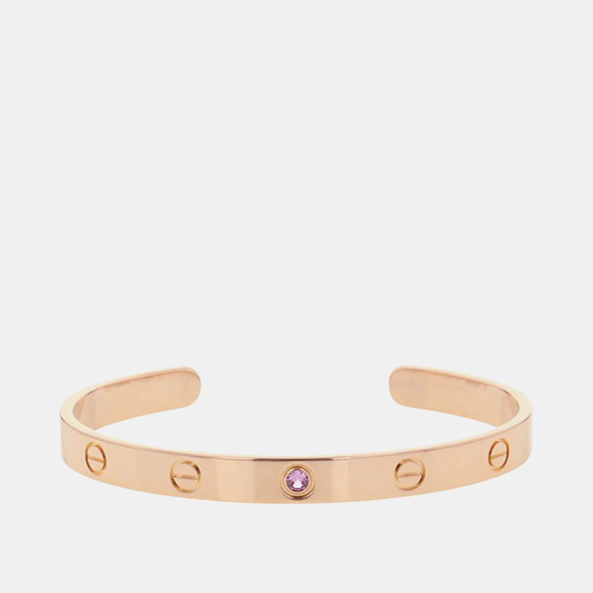 Pre-owned Cartier Love 18k Rose Gold And Sapphire Cuff Bracelet