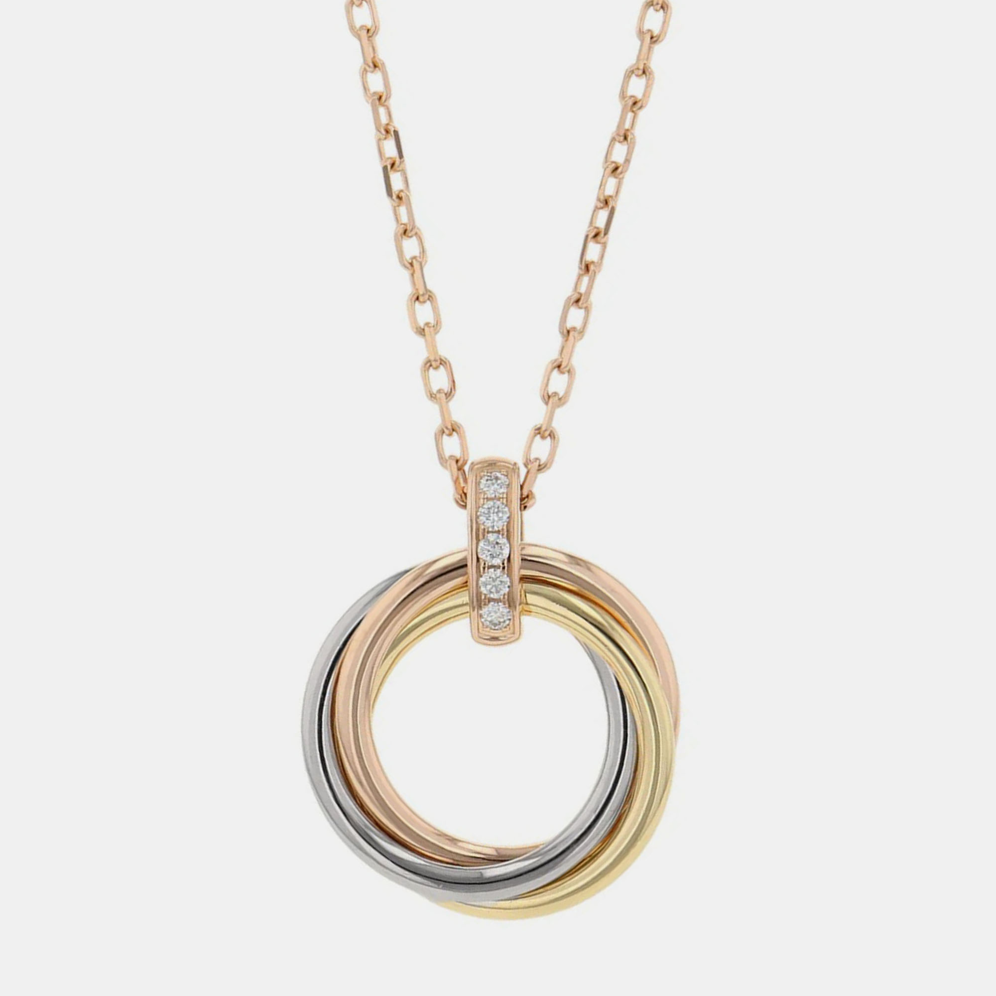 

Cartier Trinity 18K Yellow, Rose, White Gold and Diamond Pendant Necklace