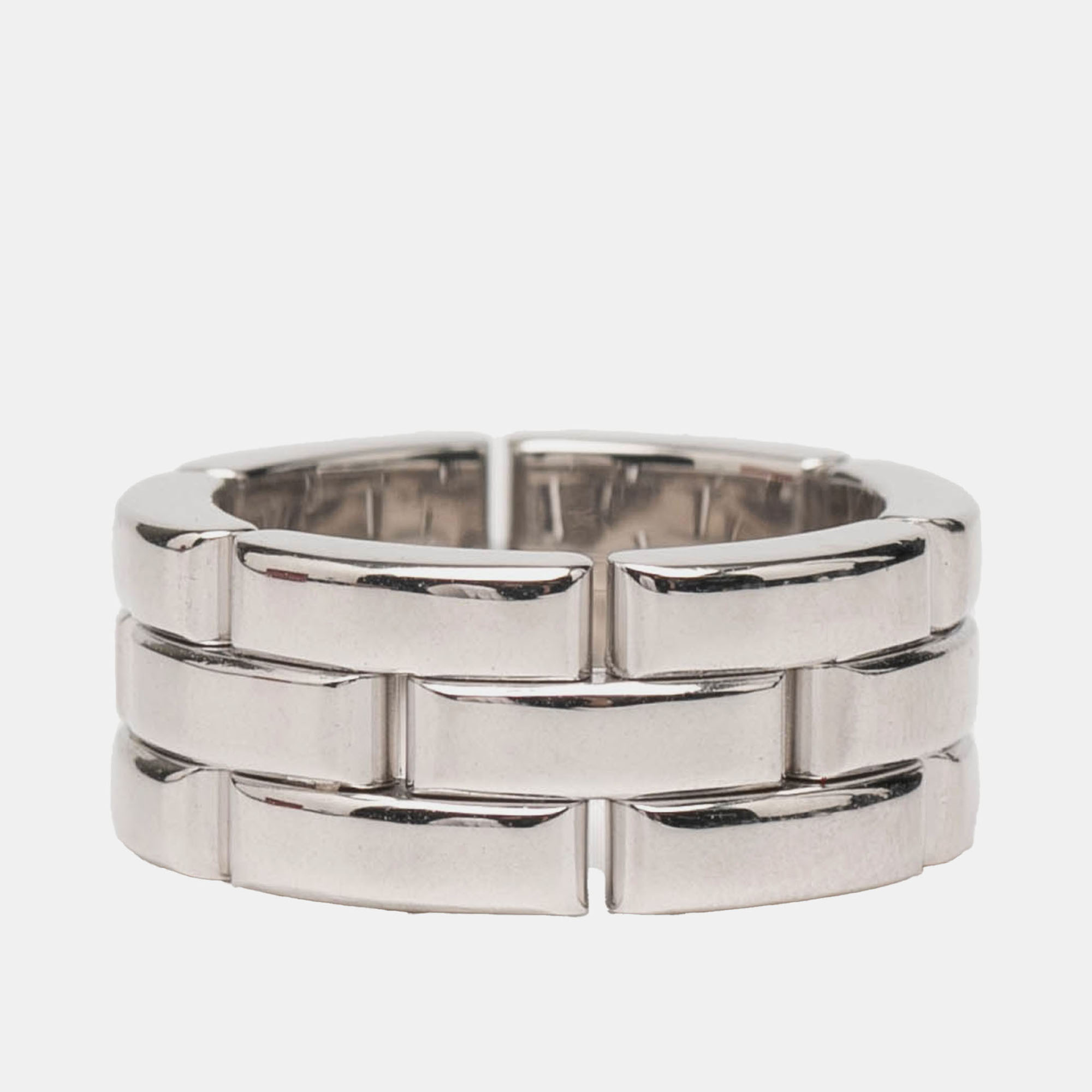 Cartier 18K White Gold Triple Row Maillon Panthère Ring
