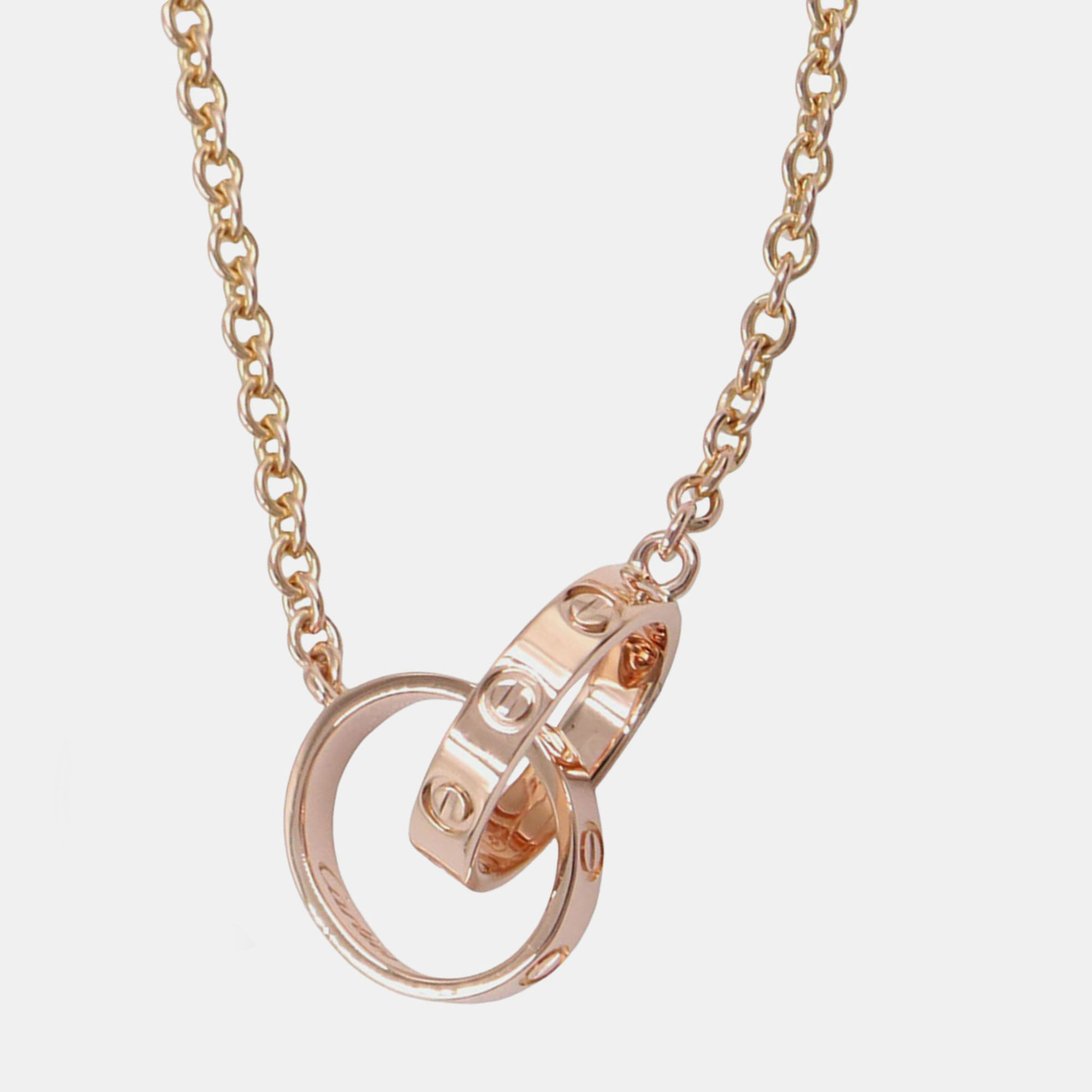 

18K Rose Gold Love Interlocking Necklace, Pink