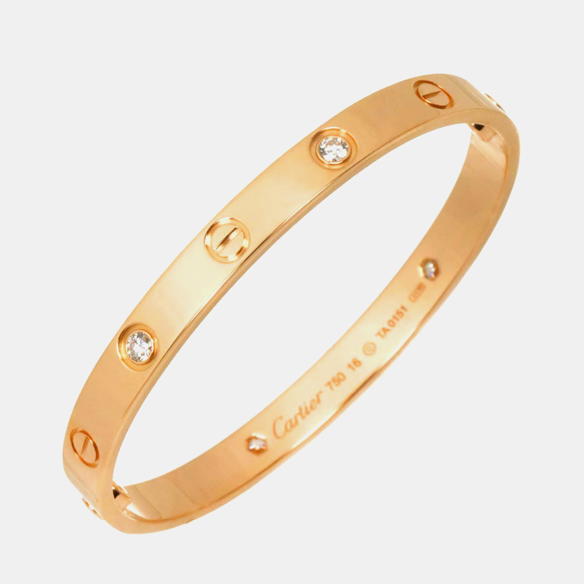 

Cartier Love 18K Pink Gold 4 Diamonds Bracelet Size