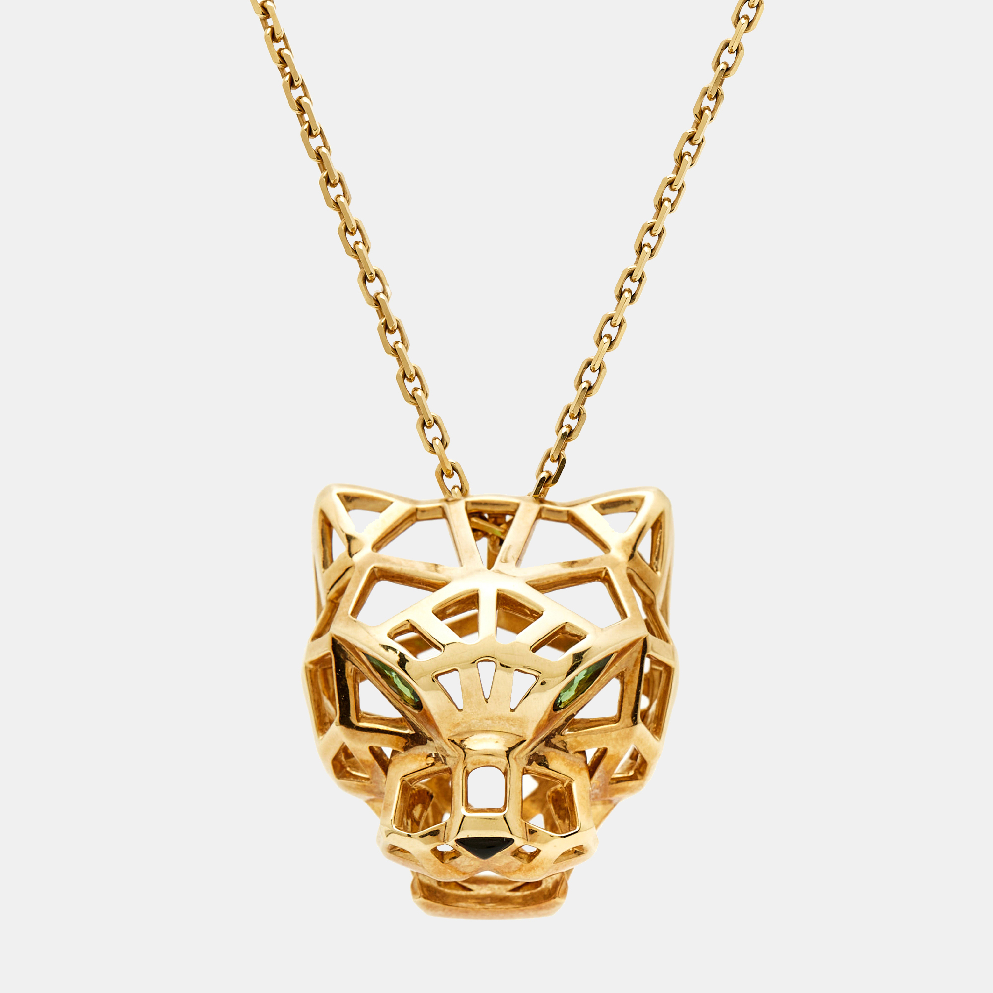 

Cartier Panthere De Cartier Tsavorite Garnet Onyx 18k Yellow Gold Pendant Necklace