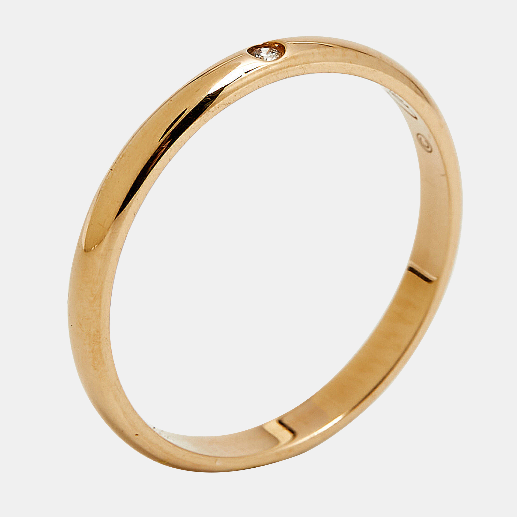 

Cartier 1895 Diamond 18k Rose Gold Narrow Wedding Band Ring Size