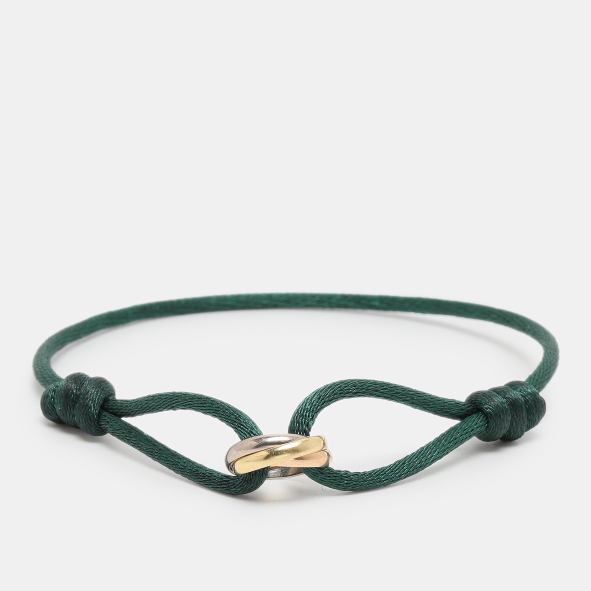 

Cartier Trinity 18k Three Tone Gold Green Cord Bracelet