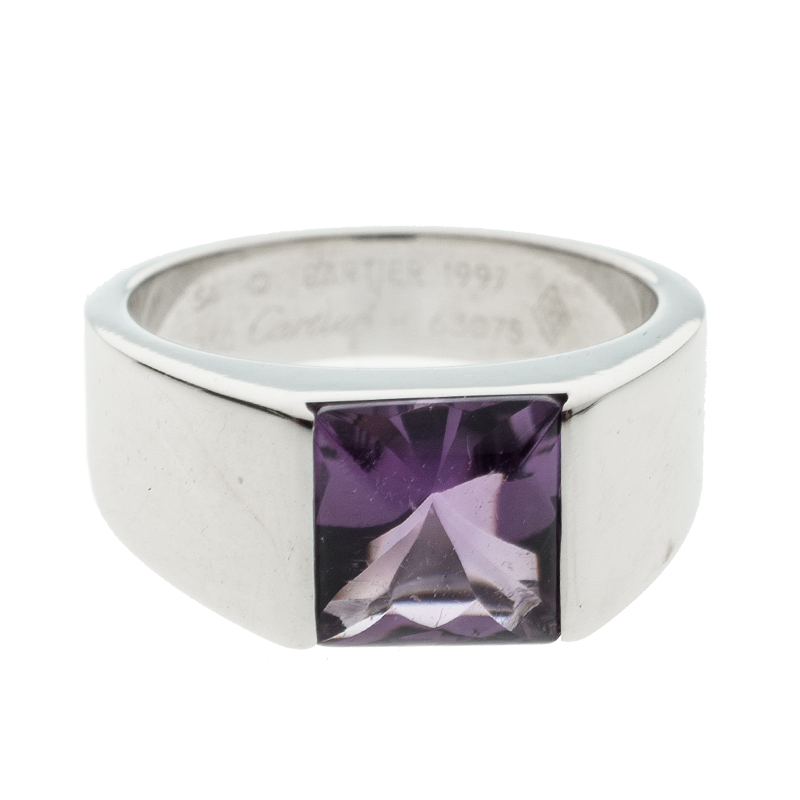 

Cartier Tank Amethyst 18K White Gold Ring Size