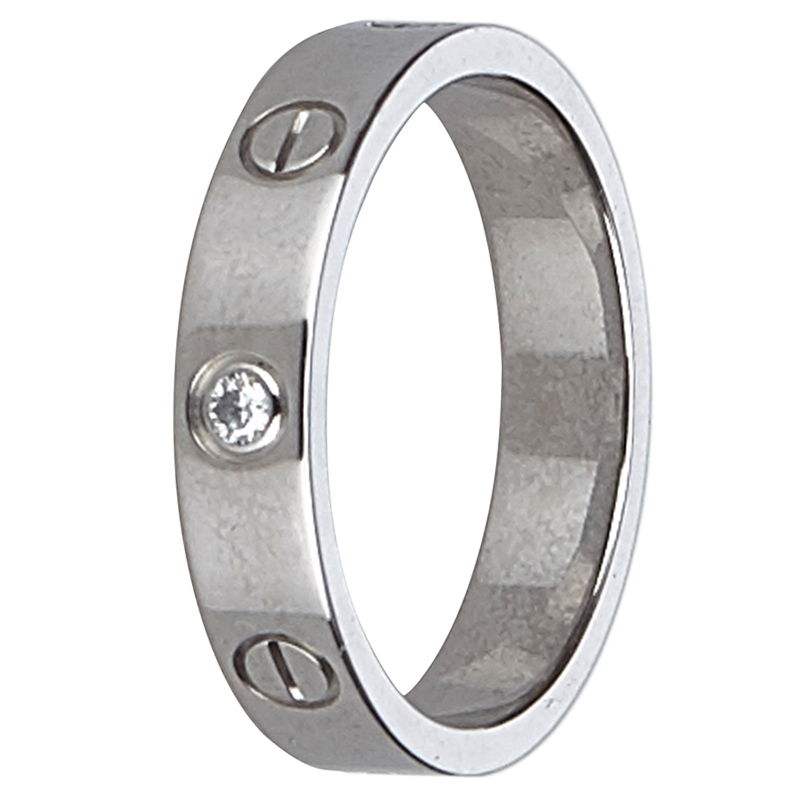 Pre Owned Cartier Love Diamond White Gold Wedding Band Ring Size 52