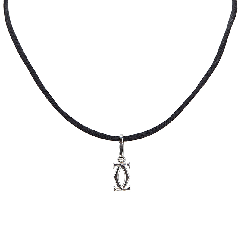 

Cartier Double CC 18K White Gold Pendant Necklace, Black