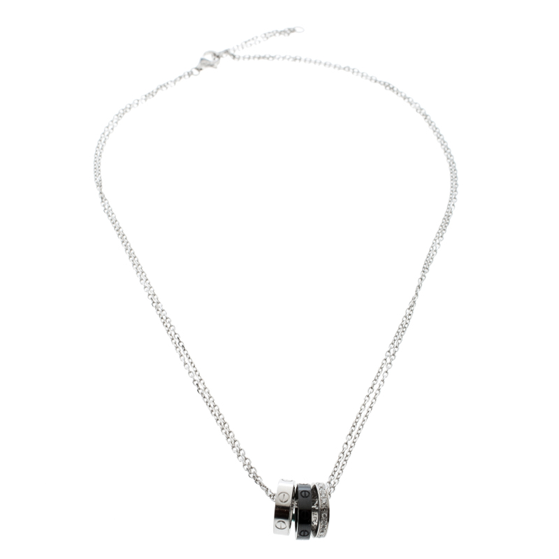 Cartier Love Ceramic Diamond 18k White Gold Necklace Cartier Tlc