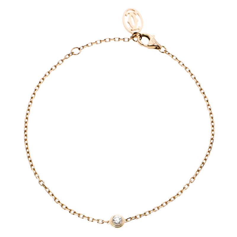 cartier rose gold single diamond bracelet