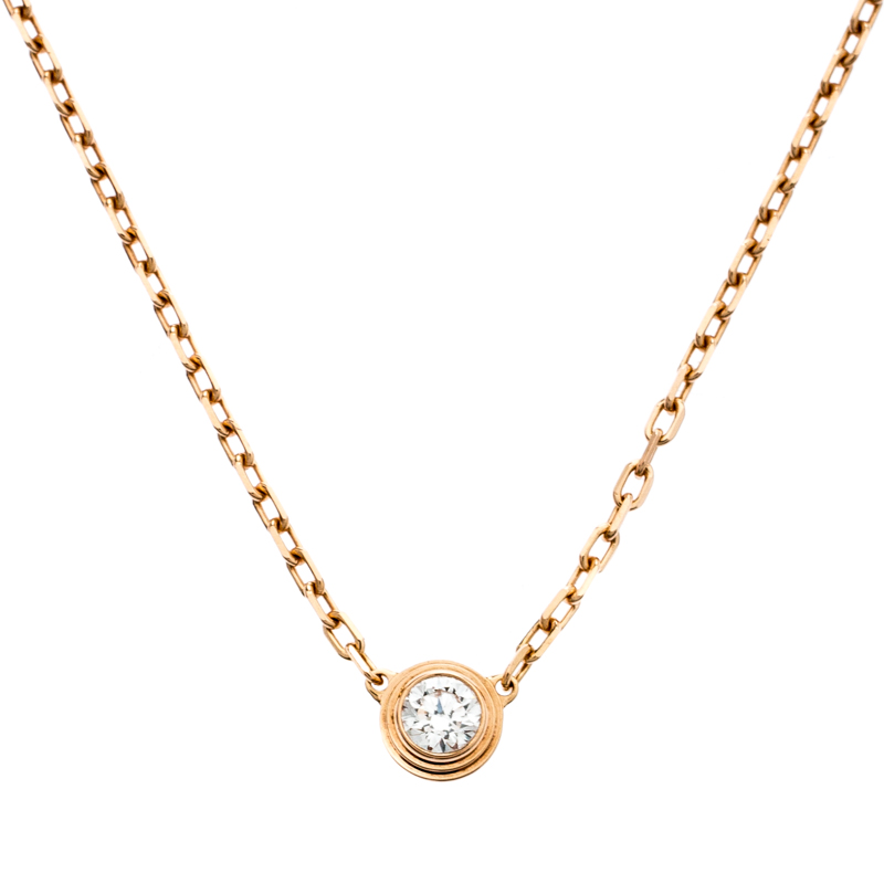 Cartier Diamants Légers Diamond 18k Rose Gold Pendant Necklace SM