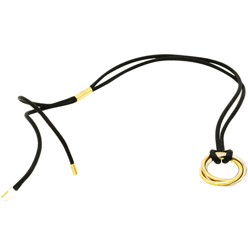 

Cartier Trinity 18K Gold On Cord Necklace, Black