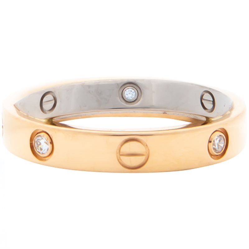 

Cartier Love 6 Diamonds Rose & White Gold Double Band Ring