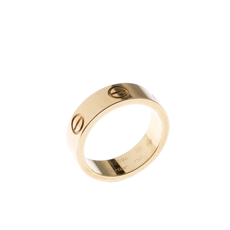 Cartier Love 18k Yellow Gold Band Ring Size 52