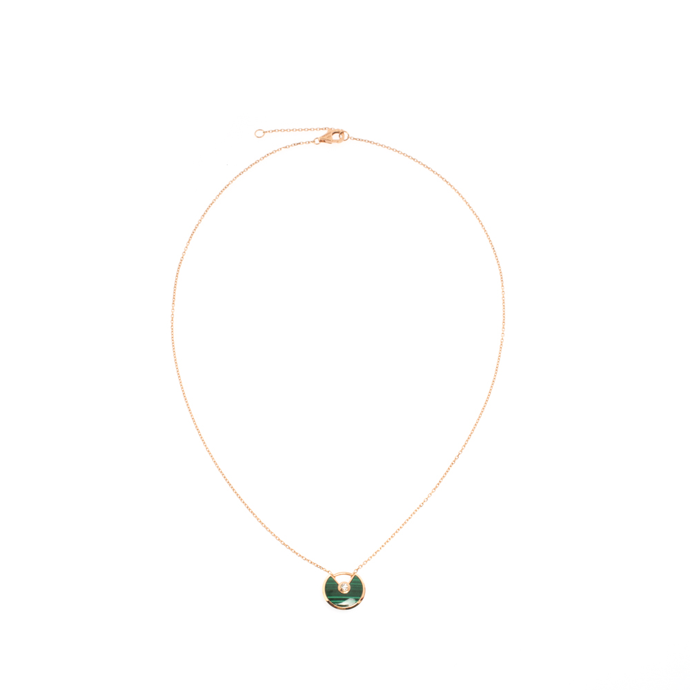 

Cartier Amulette De Cartier Malachite 18k Rose Gold  Pendant Necklace