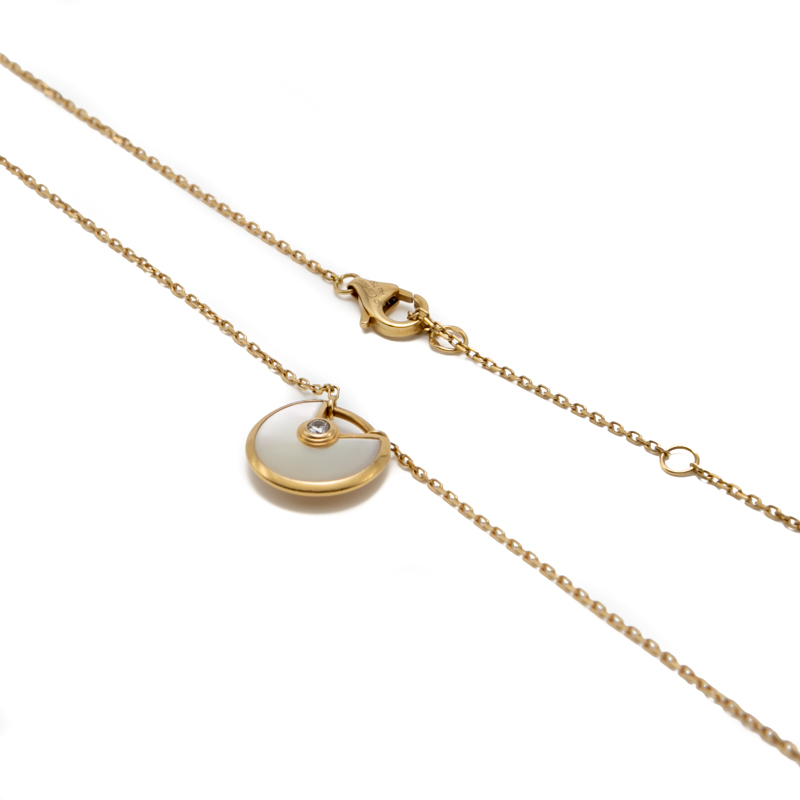 

Cartier White Mop Amulette De Cartier Yellow Gold Diamond Necklace