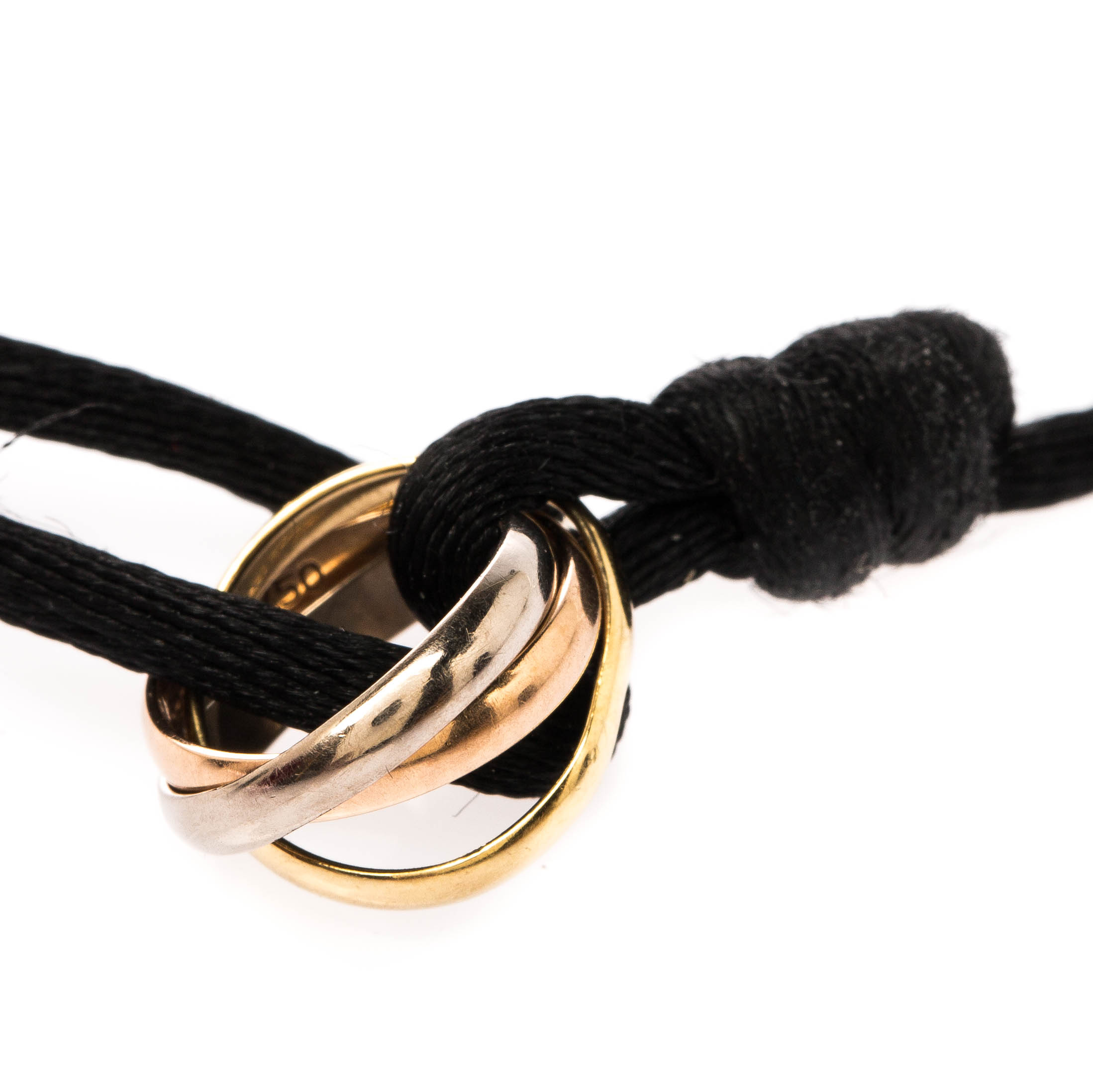 

Cartier Trinity De Cartier Three Tone 18k Gold Black Adjustable Cord Bracelet