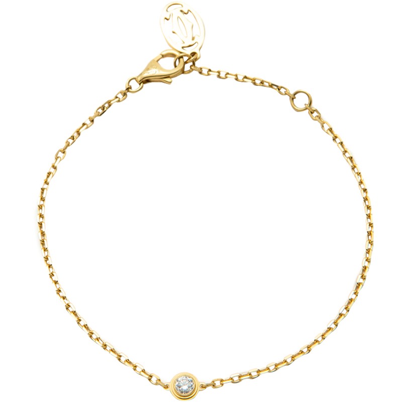 Pre Owned Cartier Diamants Legers De Cartier Diamond Yellow Gold Medium Bracelet