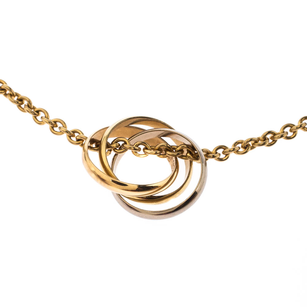 Cartier Trinity 3 Tone 18k Gold Pendant Necklace 