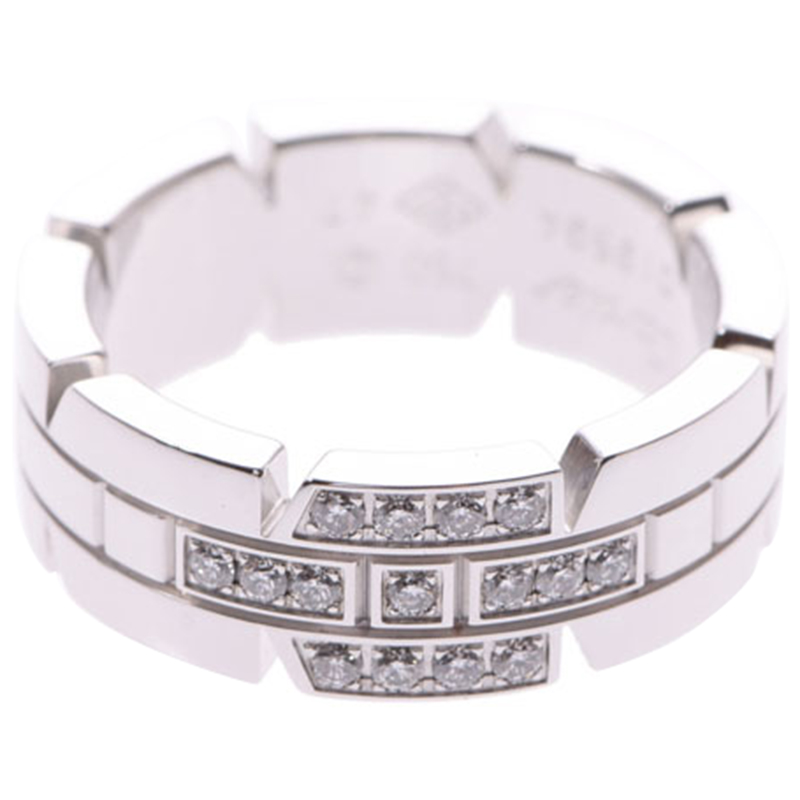 

Cartier Tank Francaise Diamond 18k White Ring Bnad Size, Silver