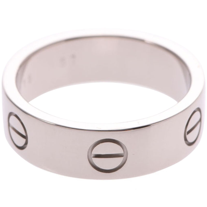 

Cartier Love 18K White Gold Band Ring Size, Silver