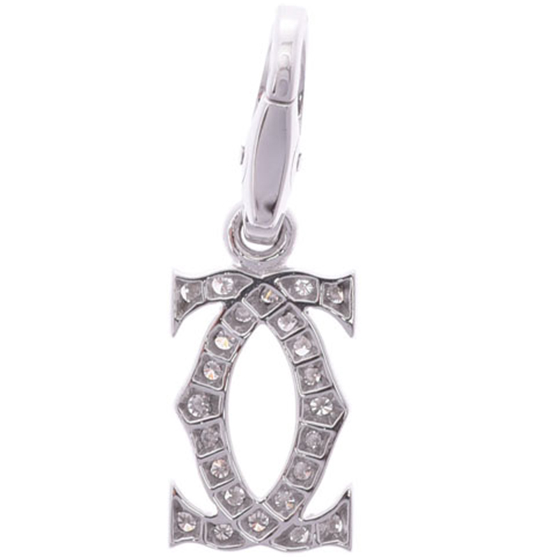 

Cartier 2C Charm 18K White Gold And Diamond Pendant, Silver