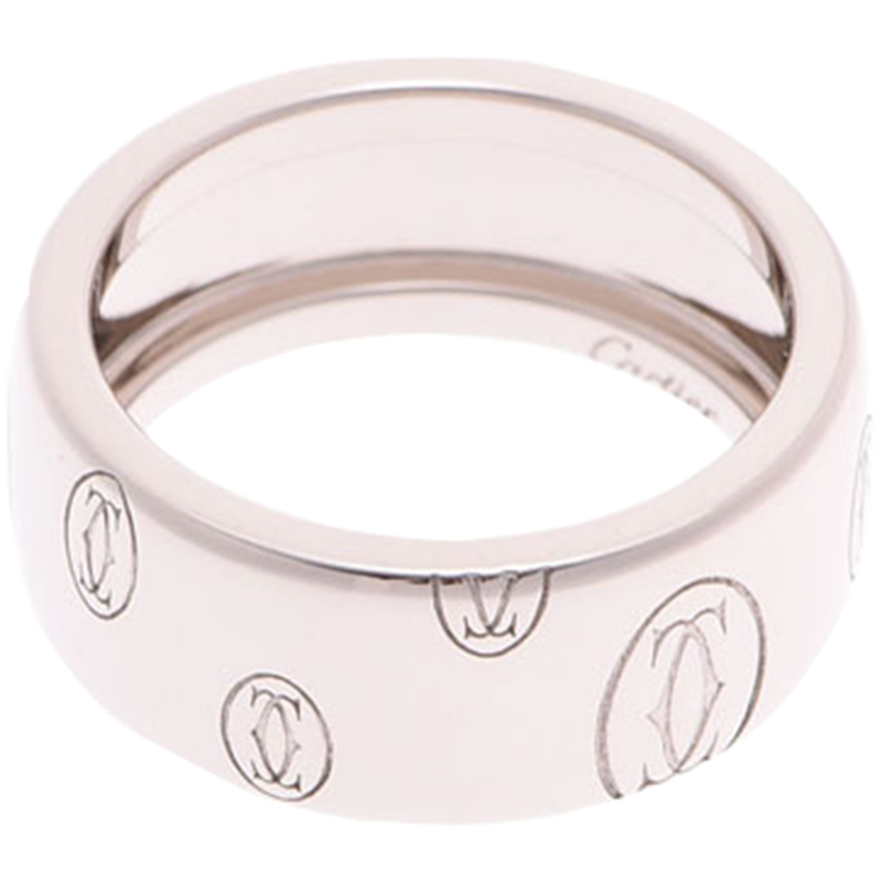 

Cartier 18K White Gold Happy Birthday Band Ring Size, Silver