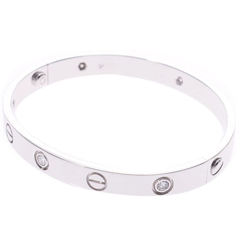 

Cartier Love 6 Diamonds 18K White Gold Size Bracelet 16, Silver