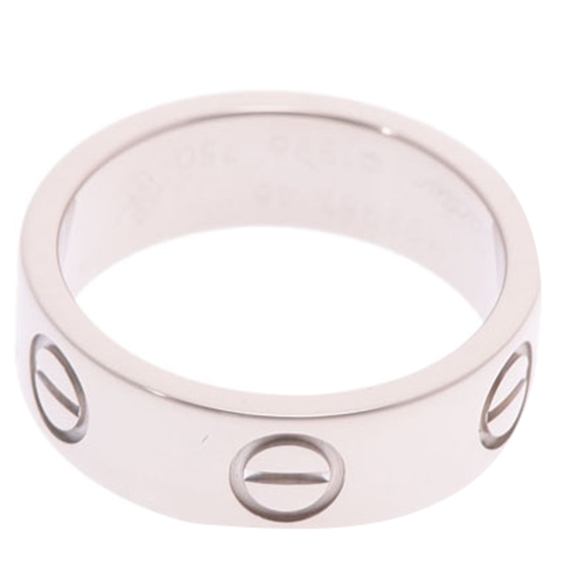 Pre Owned Cartier Love 18K White Gold Band Ring Size 48
