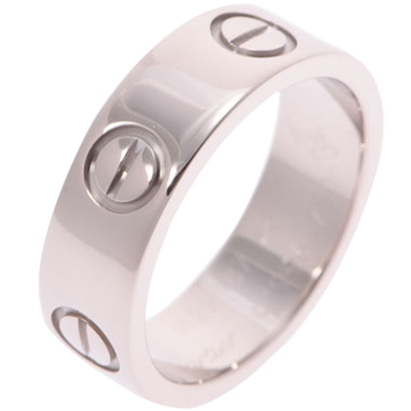 

Cartier Love 18K White Gold Band Ring Size, Silver