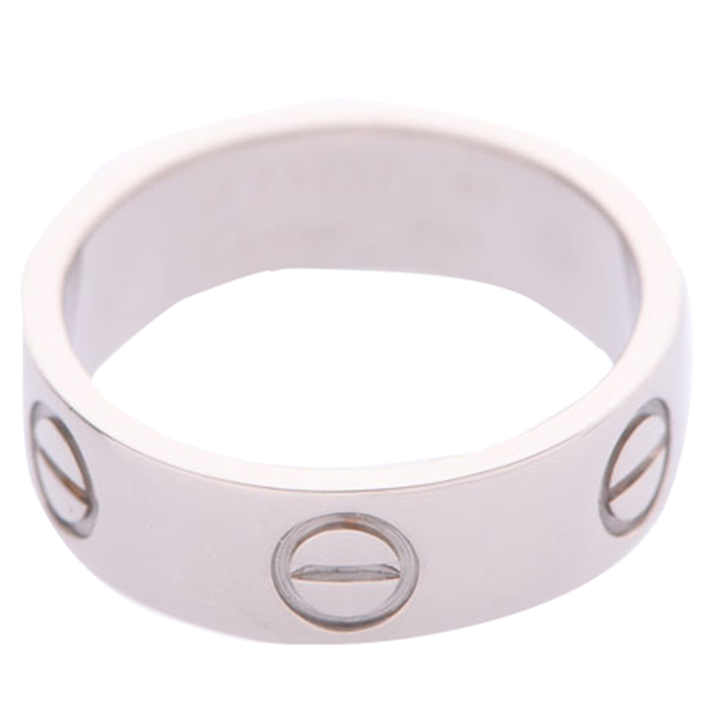 Pre Owned Cartier Love 18K White Gold Band Ring Size 49