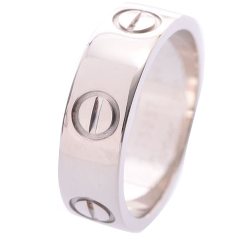

Cartier Love 18K White Gold Band Ring Size, Silver