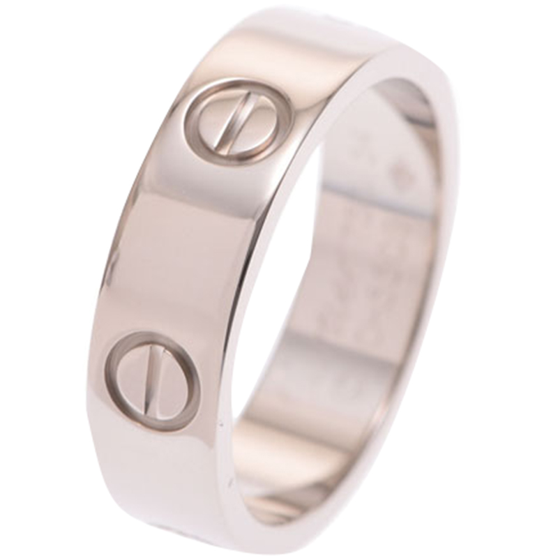 

Cartier Love 18K White Gold Band Ring Size, Silver