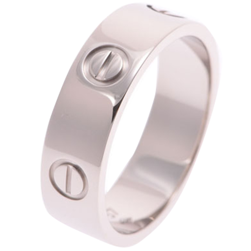 

Cartier Love 18K White Gold Band Ring Size, Silver